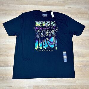 Kiss Destroyer 1976 Album 3XL Cover Neon Shirt 70s Heavy Metal Rock Band Tee